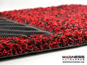 Alfa Romeo Tonale All Weather Floor Mats - Rubber Woven Carpet - Front Set - Red + Black 